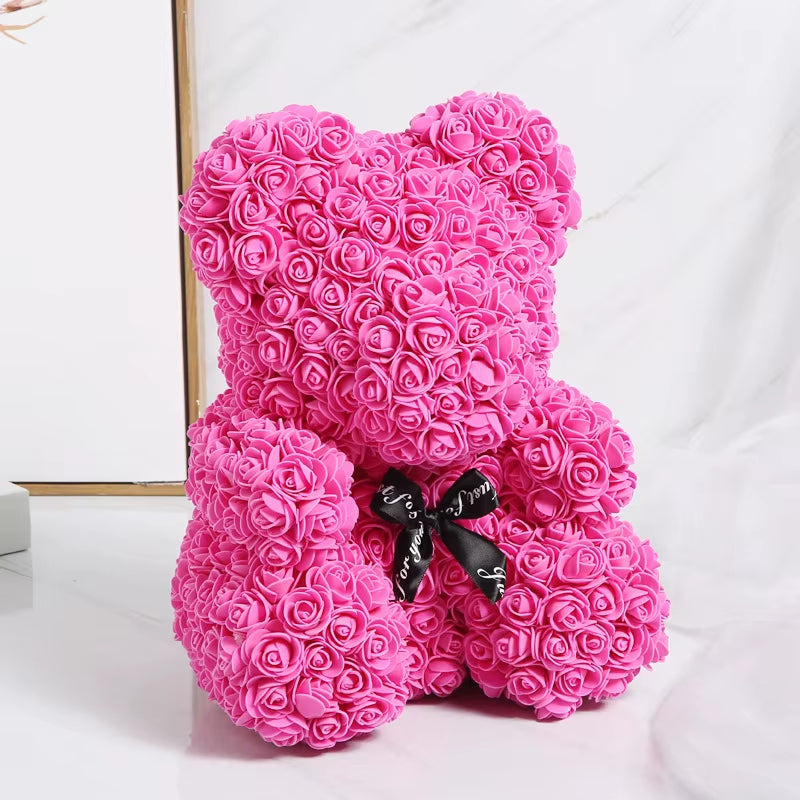 1Pcs 25Cm Rose Bear Artificial Foam Rose Flower Teddy Bear Valentines Day Gift Birthday Party Spring Wedding Party Decoration