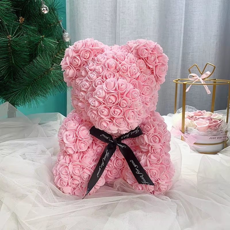 1Pcs 25Cm Rose Bear Artificial Foam Rose Flower Teddy Bear Valentines Day Gift Birthday Party Spring Wedding Party Decoration