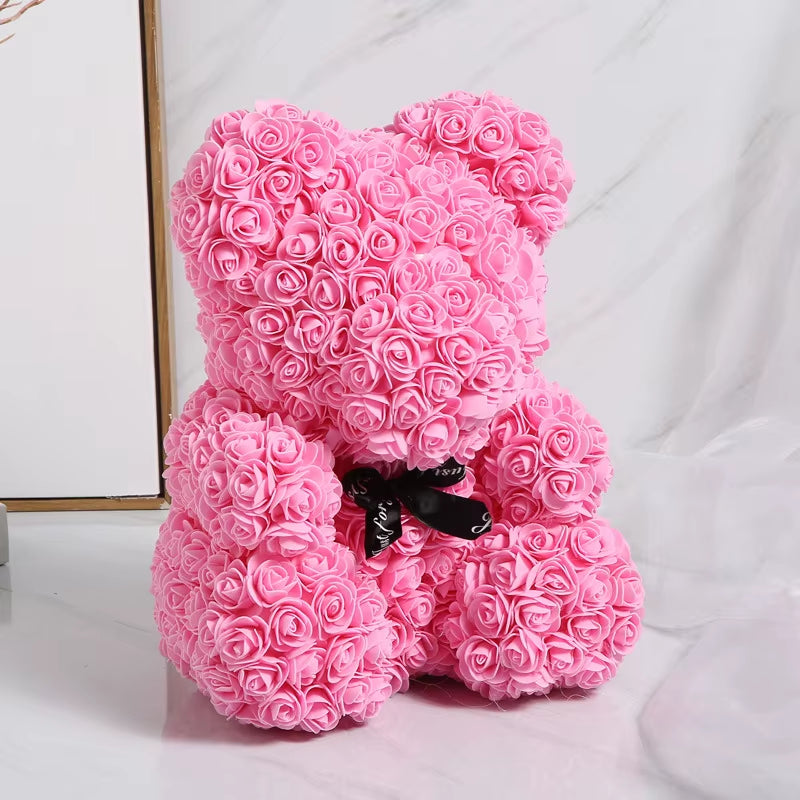 1Pcs 25Cm Rose Bear Artificial Foam Rose Flower Teddy Bear Valentines Day Gift Birthday Party Spring Wedding Party Decoration