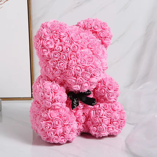1Pcs 25Cm Rose Bear Artificial Foam Rose Flower Teddy Bear Valentines Day Gift Birthday Party Spring Wedding Party Decoration
