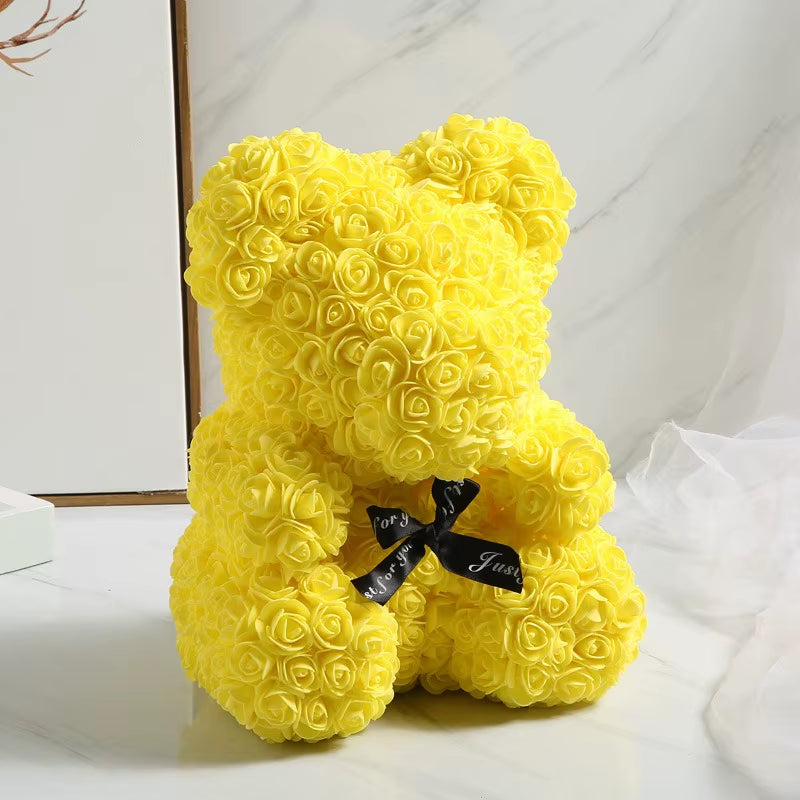 1Pcs 25Cm Rose Bear Artificial Foam Rose Flower Teddy Bear Valentines Day Gift Birthday Party Spring Wedding Party Decoration