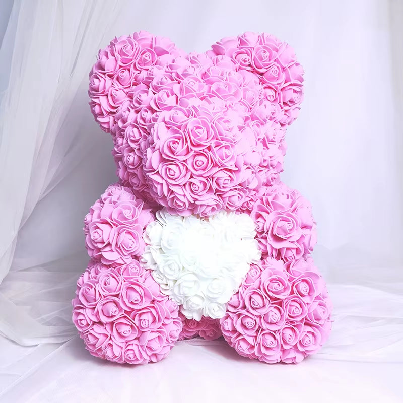 1Pcs 25Cm Rose Bear Artificial Foam Rose Flower Teddy Bear Valentines Day Gift Birthday Party Spring Wedding Party Decoration