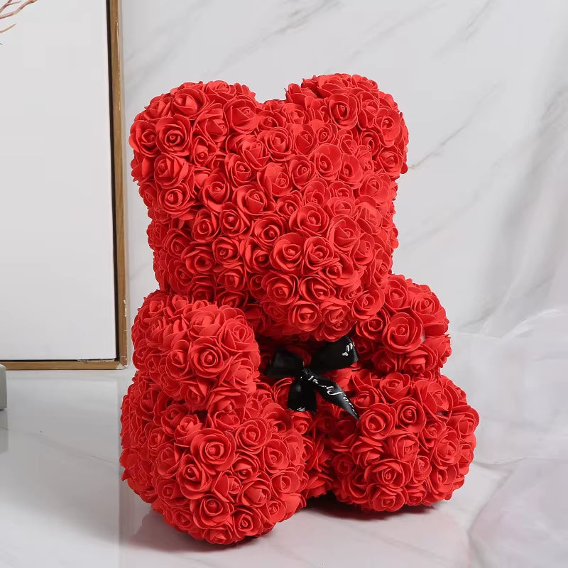 1Pcs 25Cm Rose Bear Artificial Foam Rose Flower Teddy Bear Valentines Day Gift Birthday Party Spring Wedding Party Decoration