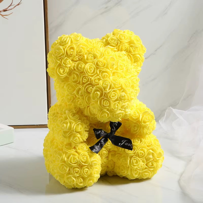 1Pcs 25Cm Rose Bear Artificial Foam Rose Flower Teddy Bear Valentines Day Gift Birthday Party Spring Wedding Party Decoration