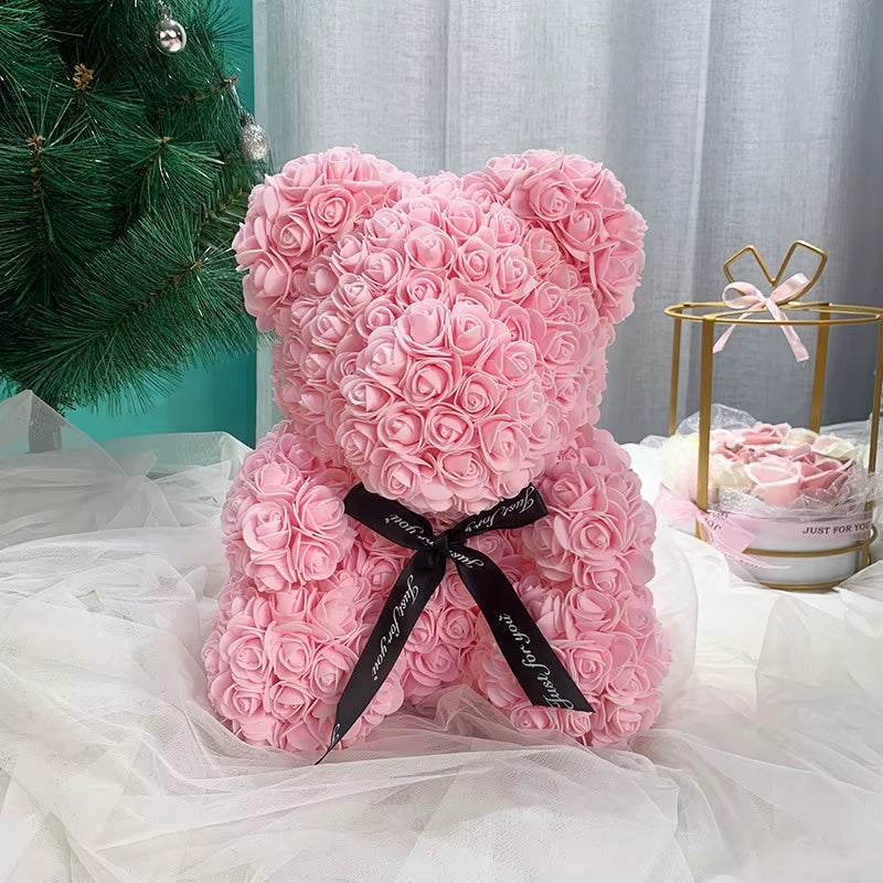 1Pcs 25Cm Rose Bear Artificial Foam Rose Flower Teddy Bear Valentines Day Gift Birthday Party Spring Wedding Party Decoration