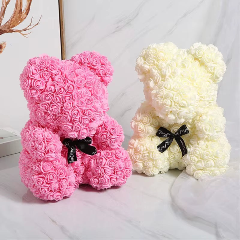 1Pcs 25Cm Rose Bear Artificial Foam Rose Flower Teddy Bear Valentines Day Gift Birthday Party Spring Wedding Party Decoration