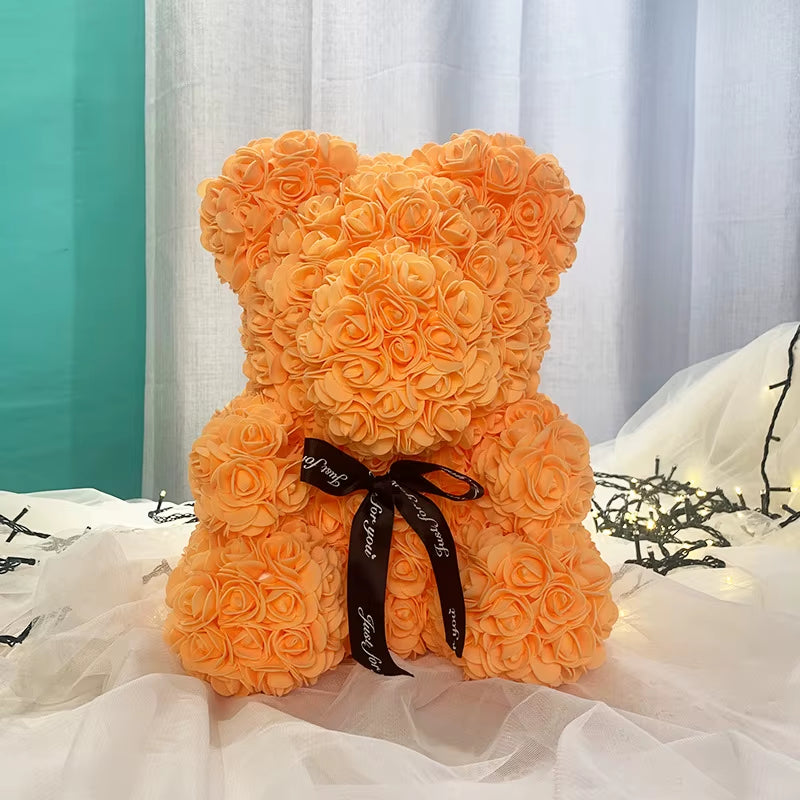 1Pcs 25Cm Rose Bear Artificial Foam Rose Flower Teddy Bear Valentines Day Gift Birthday Party Spring Wedding Party Decoration