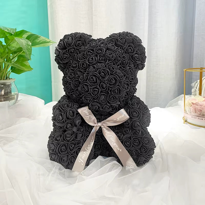 1Pcs 25Cm Rose Bear Artificial Foam Rose Flower Teddy Bear Valentines Day Gift Birthday Party Spring Wedding Party Decoration