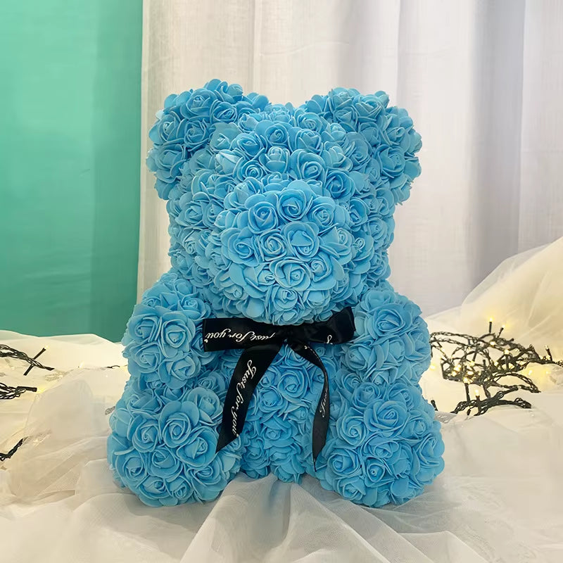 1Pcs 25Cm Rose Bear Artificial Foam Rose Flower Teddy Bear Valentines Day Gift Birthday Party Spring Wedding Party Decoration